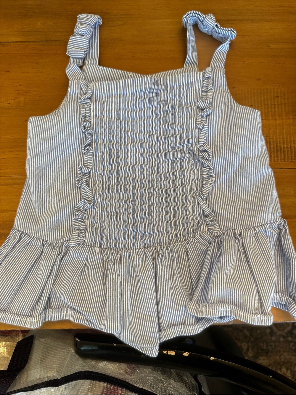 kate spade Blue and White Striped Ruffle Peplum Tank